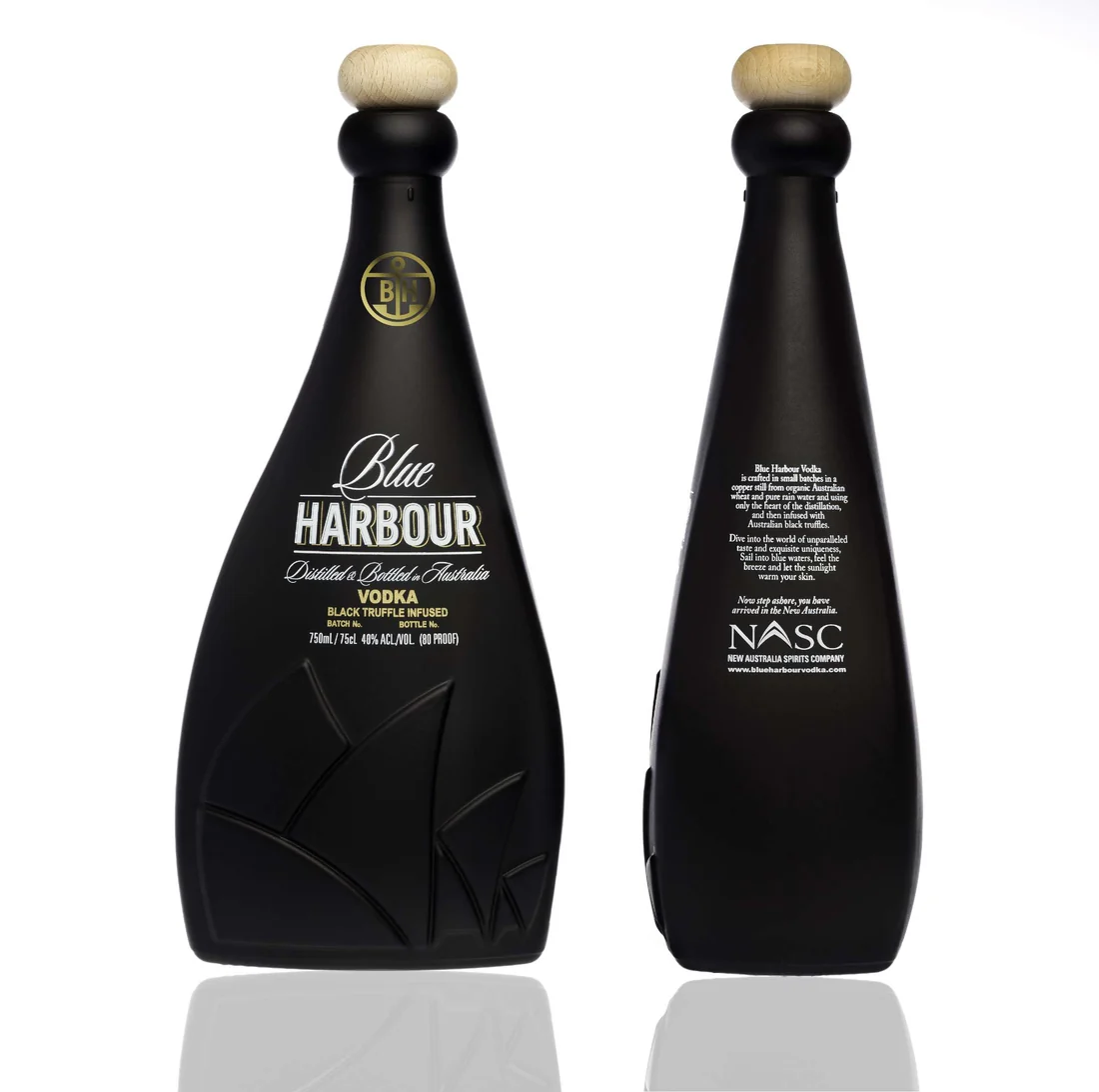 Blue Harbour Black truffle vodka bottle